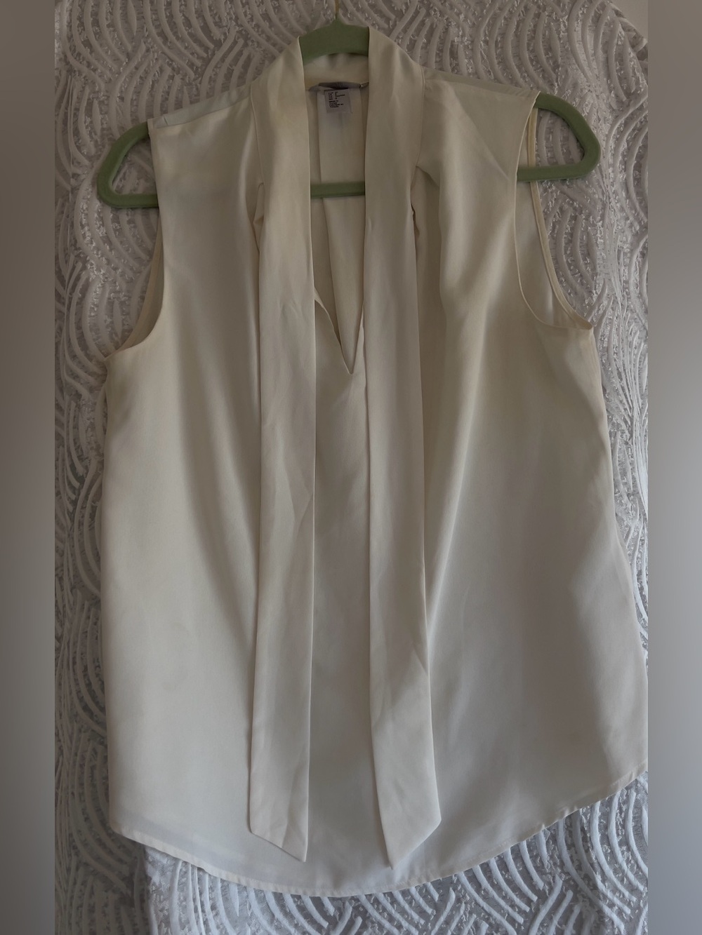 H&M Ivory Tie-Neck Sleeveless Blouse